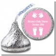 Baby Feet Pitter Patter Pink - Hershey Kiss Baby Shower Sticker Labels thumbnail