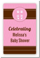 Baby Feet Pitter Patter Pink - Custom Large Rectangle Baby Shower Sticker/Labels