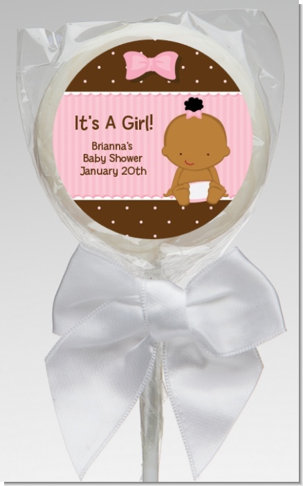 Baby Girl African American - Personalized Baby Shower Lollipop Favors