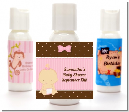 Baby Girl Caucasian - Personalized Baby Shower Lotion Favors