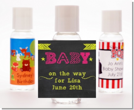 Baby Girl Chalk Inspired - Personalized Baby Shower Hand Sanitizers Favors
