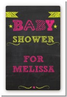 Baby Girl Chalk Inspired - Custom Large Rectangle Baby Shower Sticker/Labels