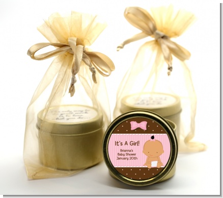 Baby Girl Hispanic - Baby Shower Gold Tin Candle Favors