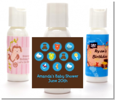 Baby Icons Blue - Personalized Baby Shower Lotion Favors