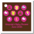 Baby Icons Pink - Personalized Baby Shower Card Stock Favor Tags thumbnail