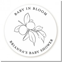 Baby is Blooming - Round Personalized Baby Shower Sticker Labels