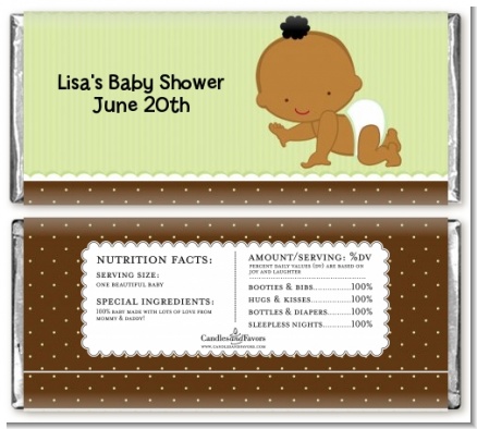 Baby Neutral African American - Personalized Baby Shower Candy Bar Wrappers