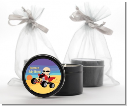 Baby On A Quad - Baby Shower Black Candle Tin Favors