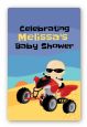 Baby On A Quad - Custom Large Rectangle Baby Shower Sticker/Labels thumbnail