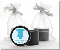 Baby Outfit Blue - Baby Shower Black Candle Tin Favors