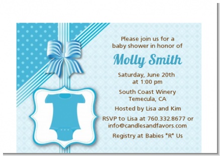 Baby Outfit Blue - Baby Shower Petite Invitations