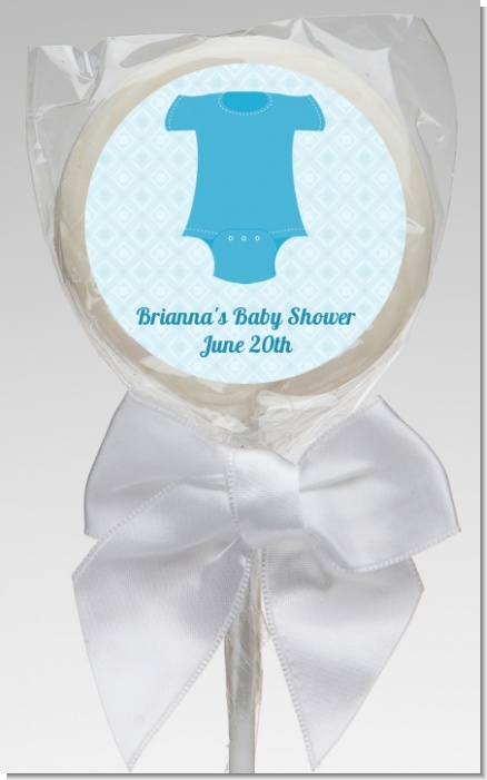 Baby Outfit Blue - Personalized Baby Shower Lollipop Favors