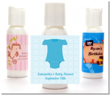 Baby Outfit Blue - Personalized Baby Shower Lotion Favors