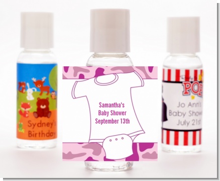 Baby Outfit Pink Camo - Personalized Baby Shower Hand Sanitizers Favors