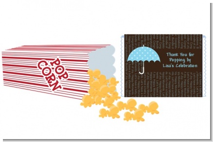 Baby Sprinkle Umbrella Blue - Personalized Popcorn Wrapper Baby Shower Favors