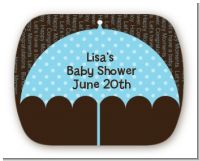 Baby Sprinkle Umbrella Blue - Personalized Baby Shower Rounded Corner Stickers