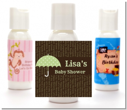 Baby Sprinkle Umbrella Green - Personalized Baby Shower Lotion Favors