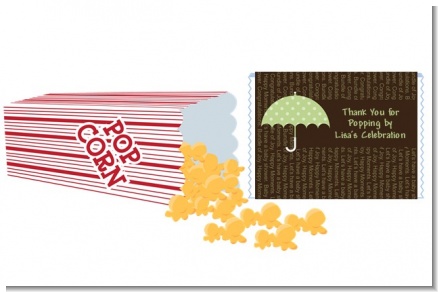 Baby Sprinkle Umbrella Green - Personalized Popcorn Wrapper Baby Shower Favors