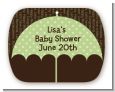 Baby Sprinkle Umbrella Green - Personalized Baby Shower Rounded Corner Stickers thumbnail