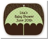 Baby Sprinkle Umbrella Green - Personalized Baby Shower Rounded Corner Stickers