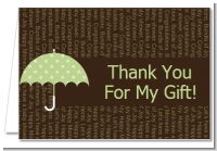 Baby Sprinkle Umbrella Green - Baby Shower Thank You Cards