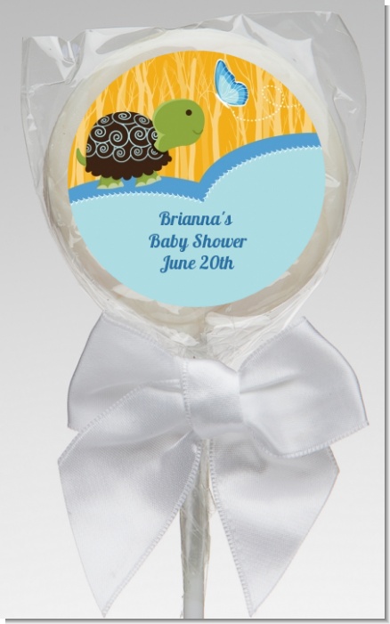Baby Turtle Blue - Personalized Baby Shower Lollipop Favors
