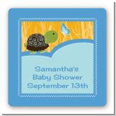 Baby Turtle Blue - Square Personalized Baby Shower Sticker Labels