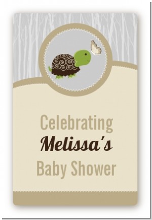 Baby Turtle Neutral - Custom Large Rectangle Baby Shower Sticker/Labels