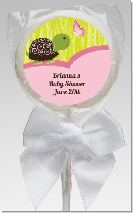 Baby Turtle Pink - Personalized Baby Shower Lollipop Favors