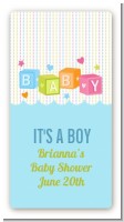 Baby Blocks Blue - Custom Rectangle Baby Shower Sticker/Labels