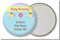 Baby Brewing Tea Party - Personalized Baby Shower Pocket Mirror Favors