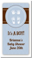 Baby Feet Pitter Patter Blue - Custom Rectangle Baby Shower Sticker/Labels