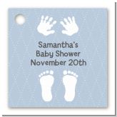 Baby Feet Pitter Patter Blue - Personalized Baby Shower Card Stock Favor Tags