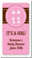 Baby Feet Pitter Patter Pink - Custom Rectangle Baby Shower Sticker/Labels
