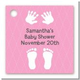 Baby Feet Pitter Patter Pink - Personalized Baby Shower Card Stock Favor Tags