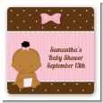 Baby Girl African American - Square Personalized Baby Shower Sticker Labels thumbnail