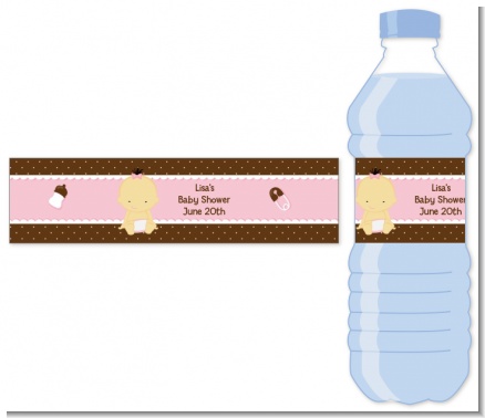 Baby Girl Asian - Personalized Baby Shower Water Bottle Labels