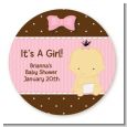 Baby Girl Asian - Round Personalized Baby Shower Sticker Labels thumbnail