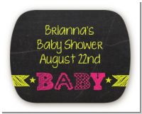 Baby Girl Chalk Inspired - Personalized Baby Shower Rounded Corner Stickers