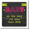 Baby Girl Chalk Inspired - Square Personalized Baby Shower Sticker Labels thumbnail