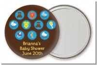 Baby Icons Blue - Personalized Baby Shower Pocket Mirror Favors