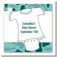Baby Outfit Green Camo - Personalized Baby Shower Card Stock Favor Tags thumbnail