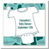 Baby Outfit Green Camo - Personalized Baby Shower Card Stock Favor Tags