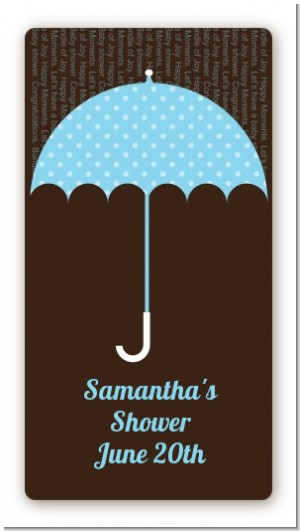 Baby Sprinkle Umbrella Blue - Custom Rectangle Baby Shower Sticker/Labels