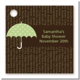 Baby Sprinkle Umbrella Green - Personalized Baby Shower Card Stock Favor Tags