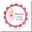 Ballerina - Round Personalized Birthday Party Sticker Labels thumbnail