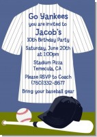 Baseball Jersey Blue and White Stripes - Birthday Party Invitations