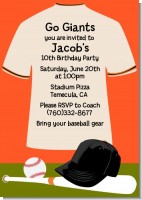 Baseball Jersey Orange and Black - Birthday Party Invitations