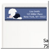 Baseball Jersey Blue and White Stripes - Birthday Party Return Address Labels