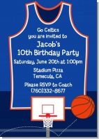 Basketball Jersey Blue and Orange - Birthday Party Invitations